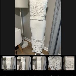 House of Harlow 1960 White Crochet Skirt Set